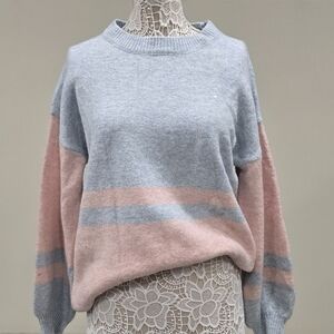 Altar'd State Pastel Blue and Pink Striped Sweater Sz M